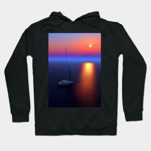 BECALMED SAILBOAT AT SUNSET Hoodie